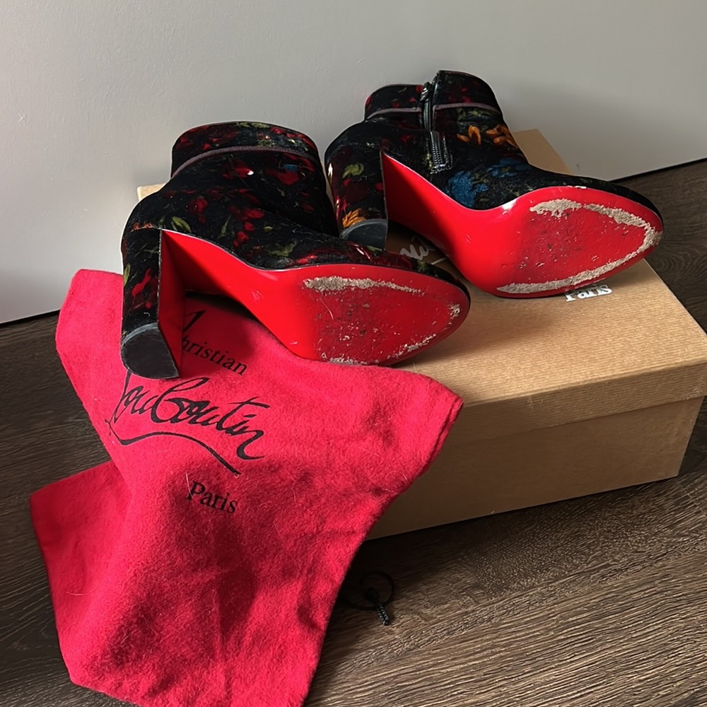 Christian Louboutin Moulamax 100 Floral Print Boots - Picture 2 of 4